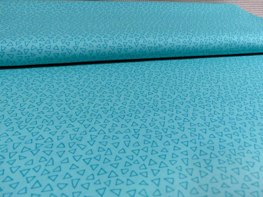 Preview: Falscher Uni Ton in Ton Dreiecke türkis petrol aqua Patchworkstoff Benartex Frogtastic